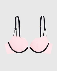 Soutien-gorge pigeonnant tout en dentelle rose indiscret
