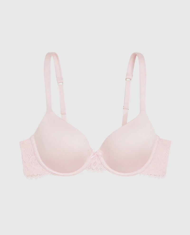 Lightly Lined Full Coverage Bra with Lace Pink-A-Boo