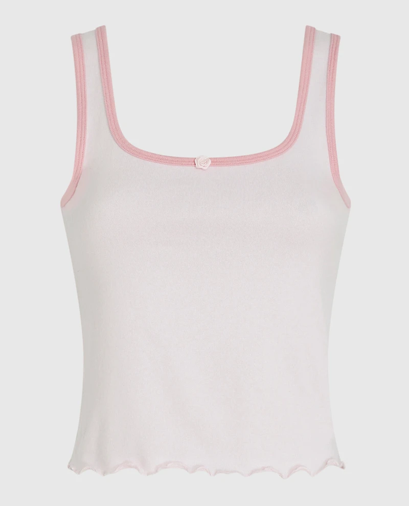 Pajama Tank with Rosette Pink