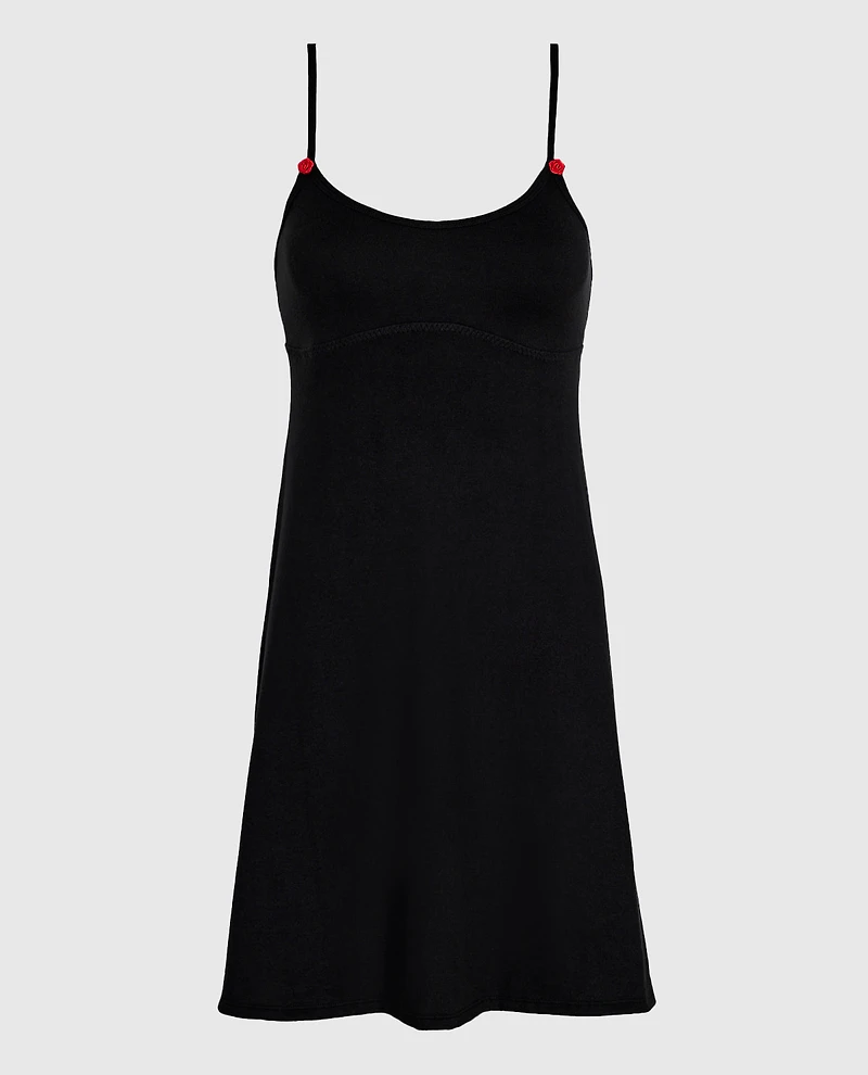 Sleep Dress with Rosette Black