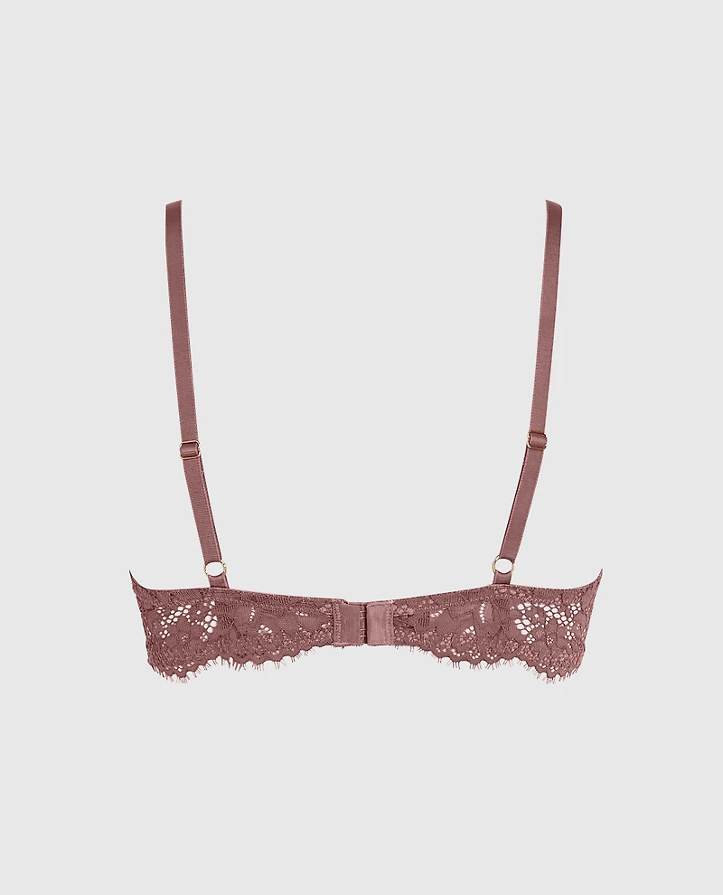 Unlined Lace Bra with Cut-Outs Dusty Cedar