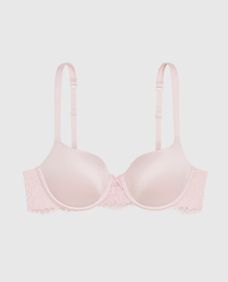 Lightly Lined Balconette Bra with Lace Pink-A-Boo