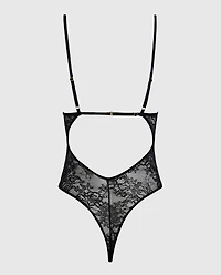 Unlined Lace Bodysuit with Cutout Black