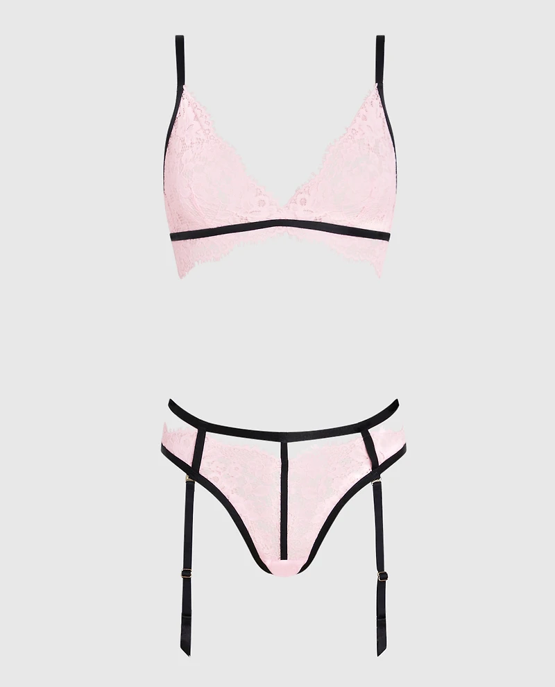 Cheeky Panty with Garter Pink-A-Boo
