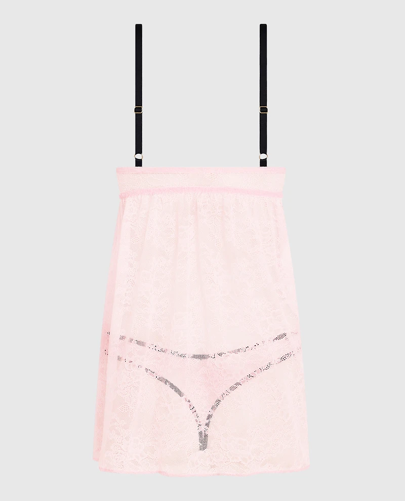 Push Up Lace Babydoll Pink-A-Boo