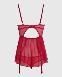Unlined Babydoll with Rosette Cosmo Red