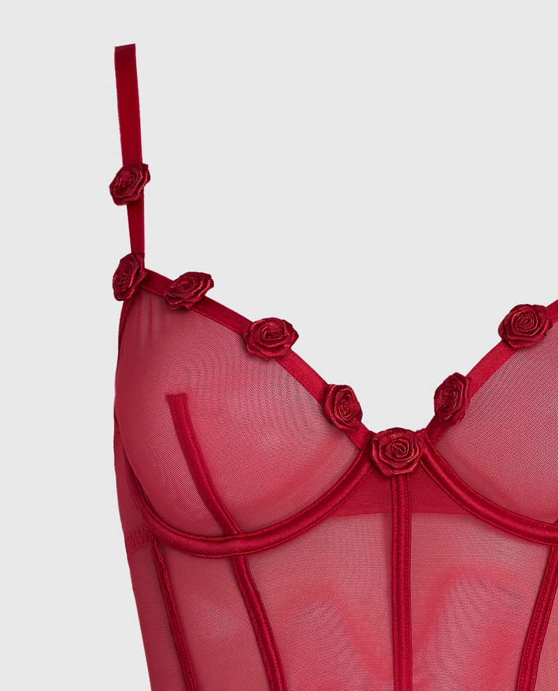 Unlined Babydoll with Rosette Cosmo Red
