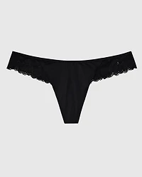 High Leg Lace Thong Black