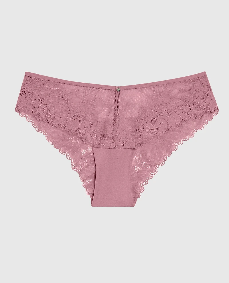 Culotte cheeky en dentelle violet diaphane