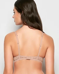 Soutien-gorge pigeonnant plongeant avec côté en dentelle soirée rougeâtre