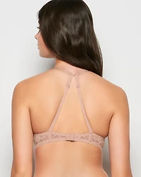 Soutien-gorge pigeonnant plongeant avec côté en dentelle soirée rougeâtre