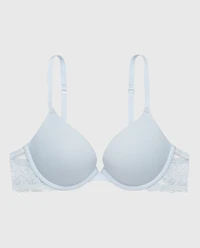 Push Up Bra with Lace Wing Subdued Blue