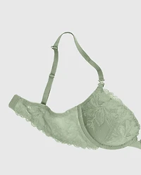 Soutien-gorge pigeonnant en dentelle douce sauge