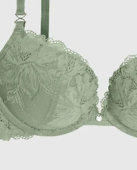 Soutien-gorge pigeonnant en dentelle douce sauge