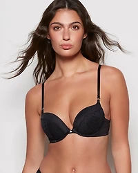 Lace Cup Push Up Bra Black