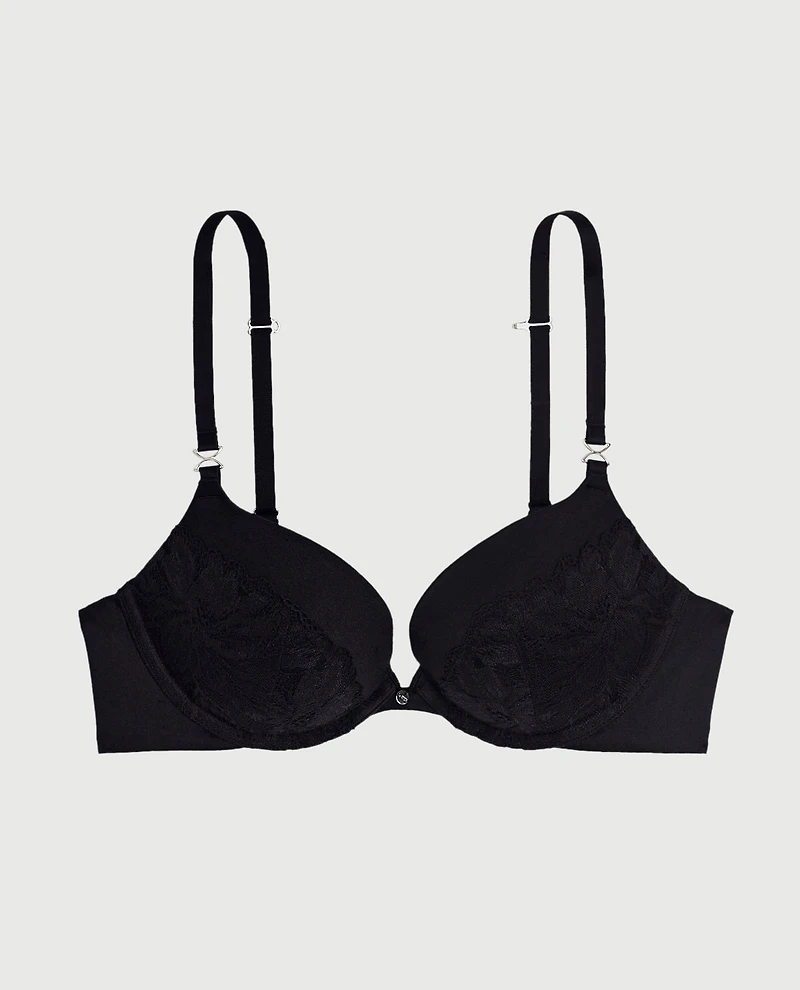 Lace Cup Push Up Bra Black