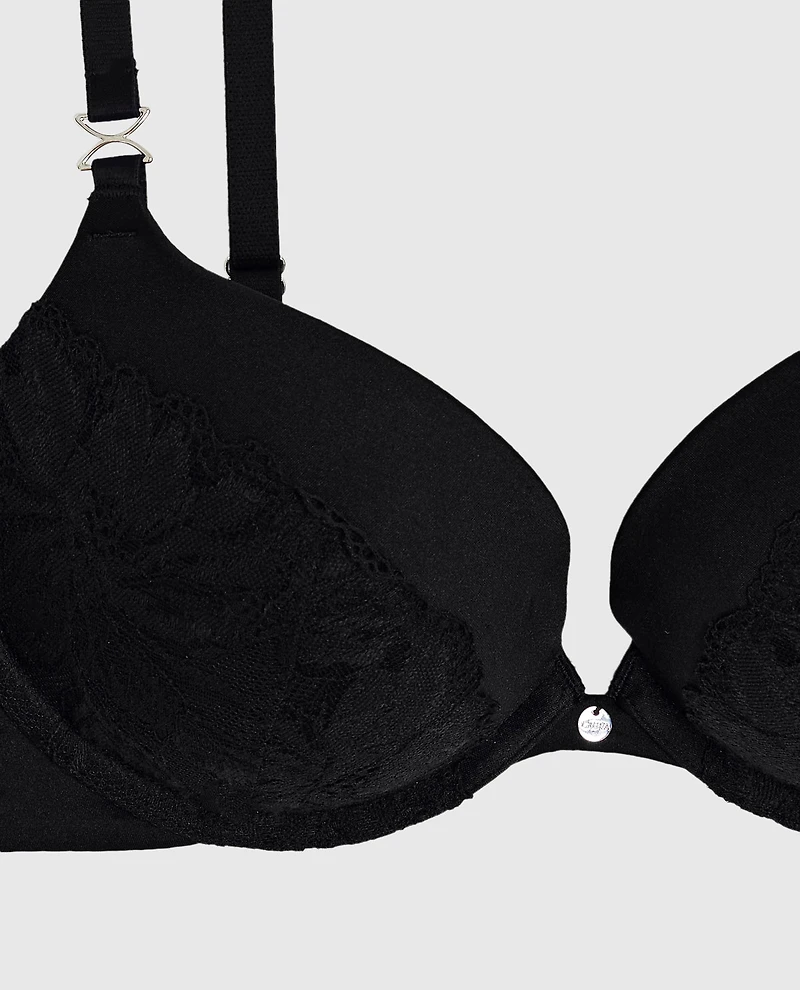 Lace Cup Push Up Bra Black