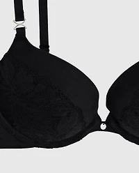 Lace Cup Push Up Bra Black