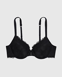 Lightly Lined Lace Full Coverage Bra Black