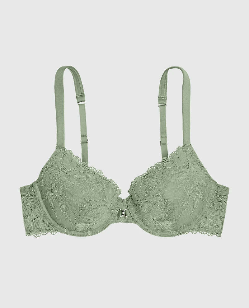 Soutien-gorge couvrant en dentelle légèrement doublé douce sauge