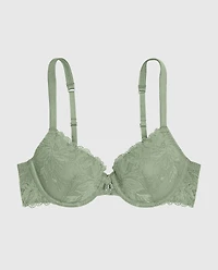 Soutien-gorge couvrant en dentelle légèrement doublé douce sauge