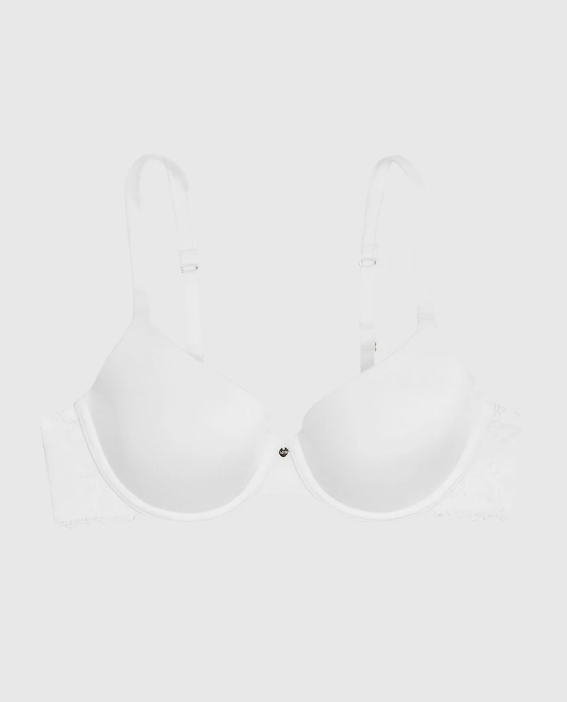 Lightly Lined Full Coverage Bra with Lace Ivory