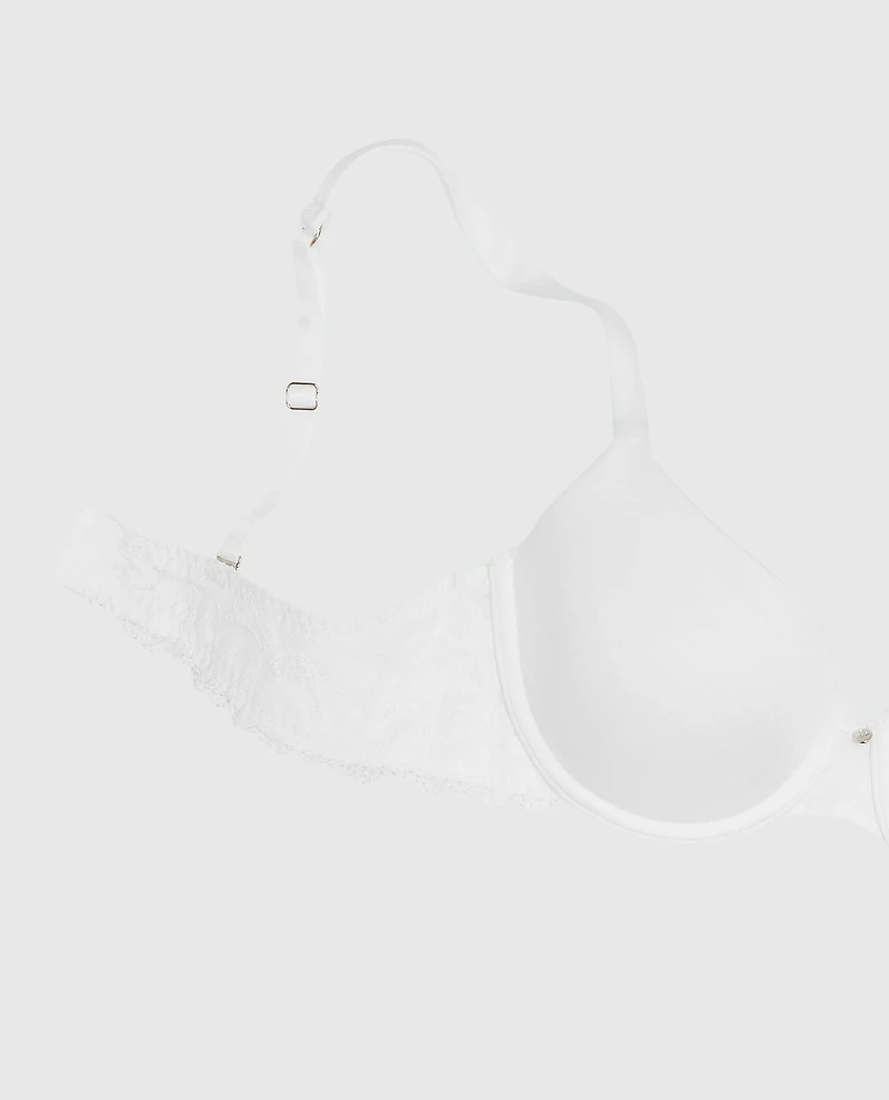 Lightly Lined Full Coverage Bra with Lace Ivory