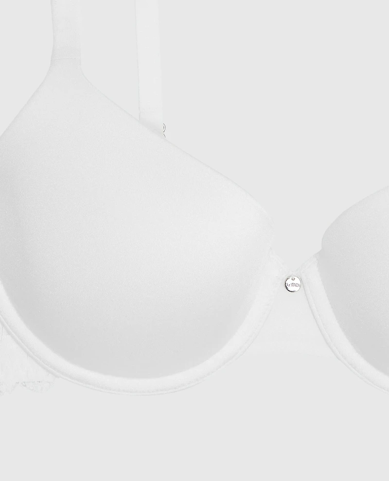 Lightly Lined Full Coverage Bra with Lace Ivory