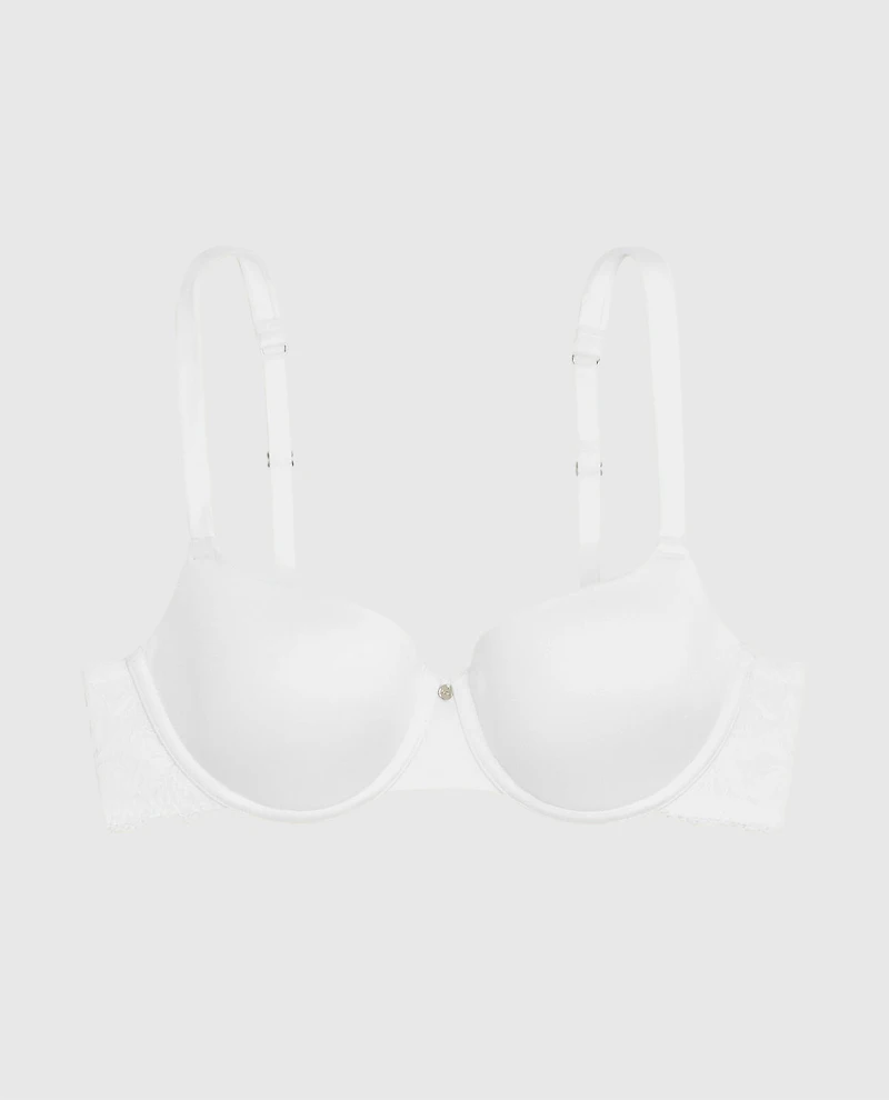 Lightly Lined Balconette Bra with Lace Ivory