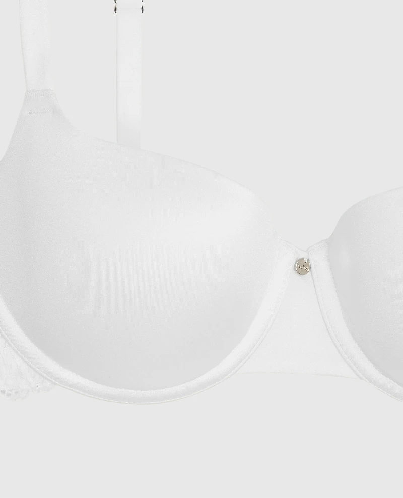 Lightly Lined Balconette Bra with Lace Ivory