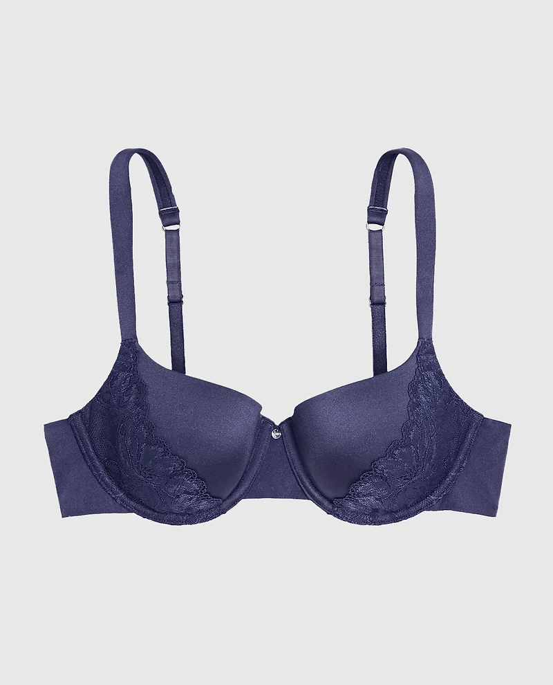 Lightly Lined Balconette Bra with Lace Dusk Blue
