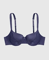 Lightly Lined Balconette Bra with Lace Dusk Blue
