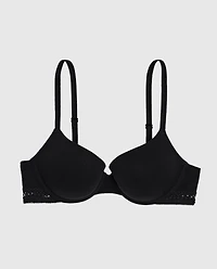 Lightly Lined Demi Bra with Lace Black