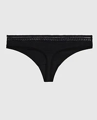 Thong Panty with Elemental Lace Black