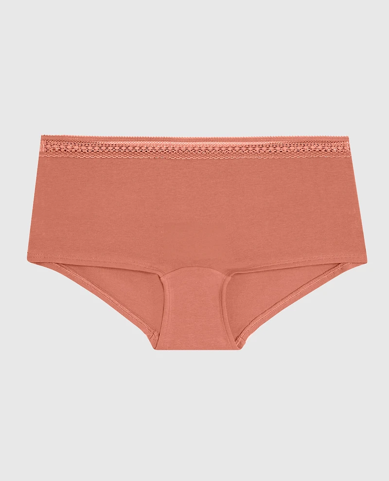 Boyshort Panty with Elemental Lace Rosy Blush