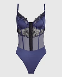 Lightly Lined Lace Bodysuit Dusk Blue