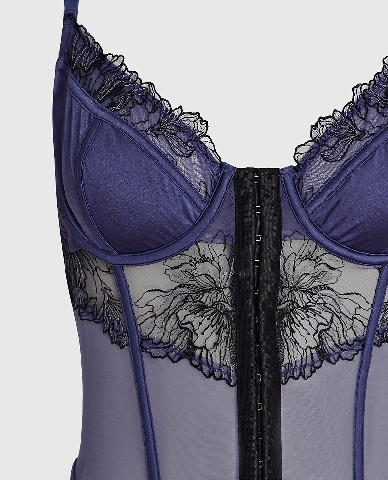 Lightly Lined Lace Bodysuit Dusk Blue