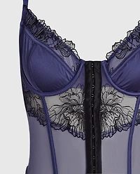 Lightly Lined Lace Bodysuit Dusk Blue