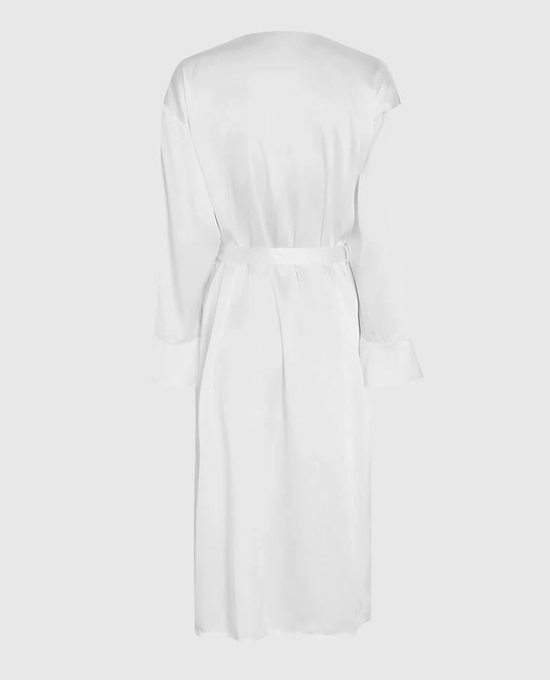 Satin Mid Length Robe Ivory