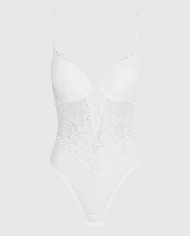 Lightly Lined Lace Bodysuit Ivory