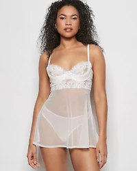 Unlined Balconette Babydoll with a Bow Ivory