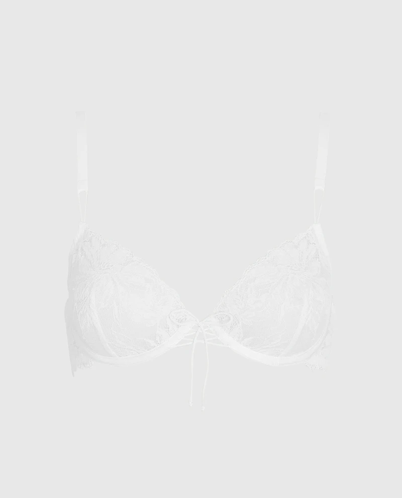 Unlined Lace Demi Bra Ivory