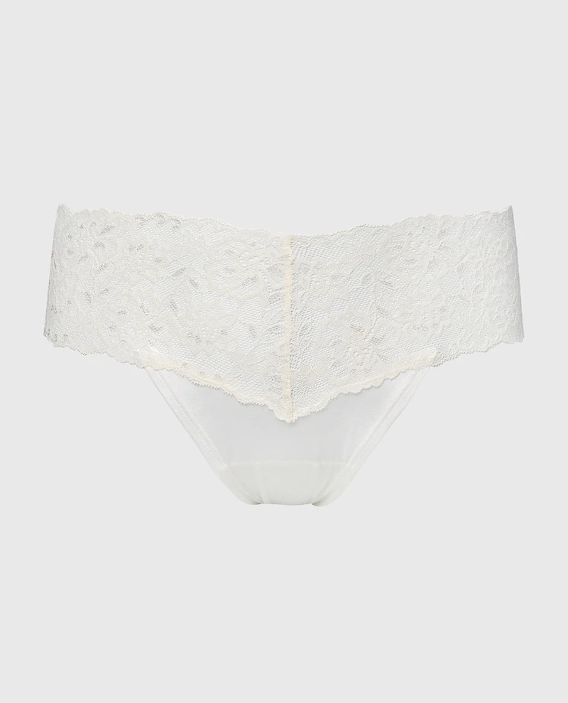 Magnificent Lace Thong Panty Egret