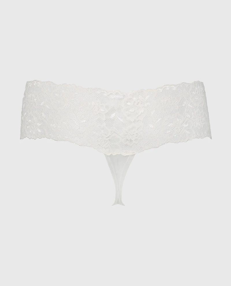 Magnificent Lace Thong Panty Egret