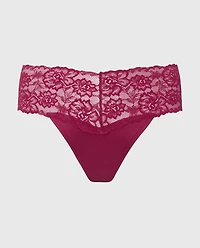 Magnificent Lace Thong Panty Plum Rose