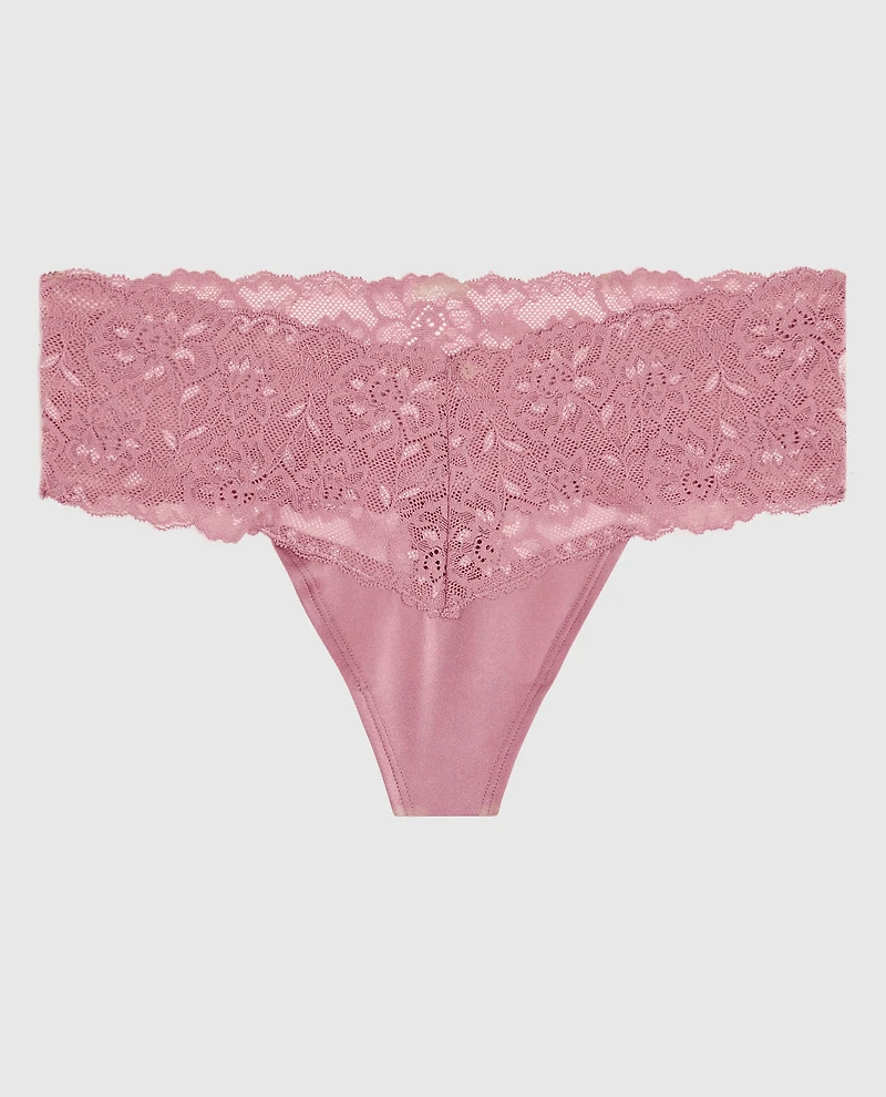 Magnificent Lace Thong Panty Sheer Mauve