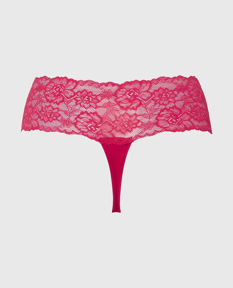 Magnificent Lace Thong Panty Crimson
