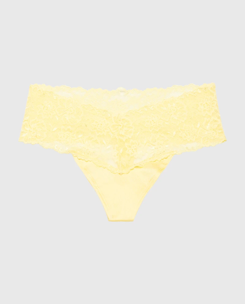 Magnificent Lace Thong Panty Pale Banana