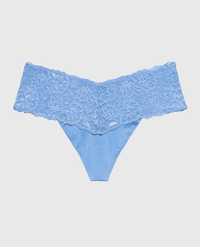 Magnificent Lace Thong Panty Azure Blue