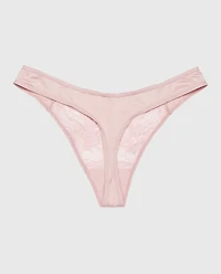 High Leg Lace Thong Panty Iced Lilac